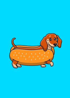 Cute dachshund hotdog