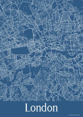 London UK Blue Map