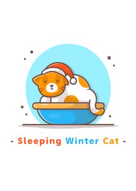 Cat sleeping in winter