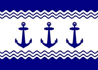 Navy Blue White Anchor