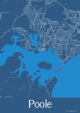 Poole UK Blue Map