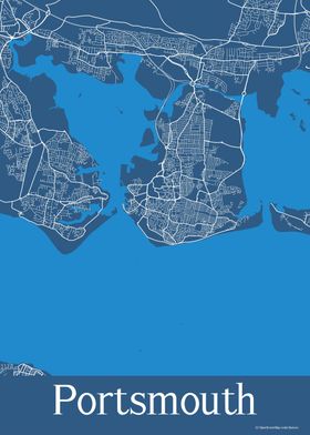 Portsmouth UK Blue Map