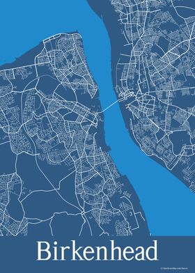 Birkenhead UK Blue Map