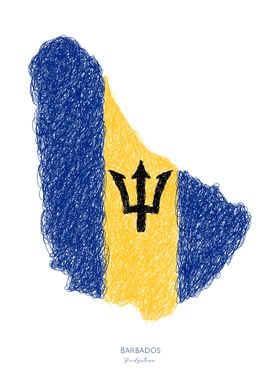 Barbados Displate Map Flag