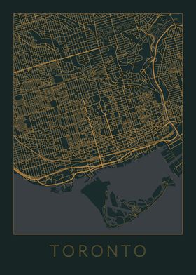 Toronto Gray Orange Map