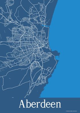 Aberdeen UK Blue Map