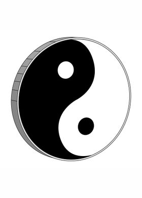 3D Yin Yang Black Symbol