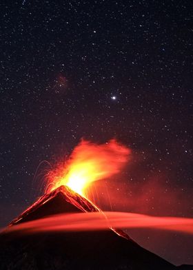 Volcano On Fire