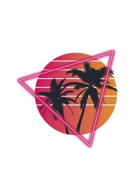 Vaporwave palm tree sunset