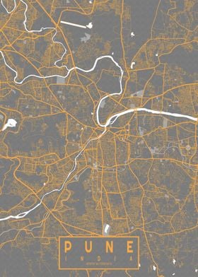 Pune City Map Bauhaus