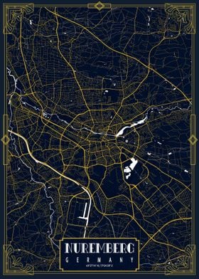 Nuremberg City Map Gold