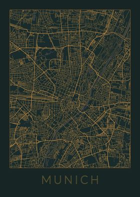 Munich Gray Orange Map