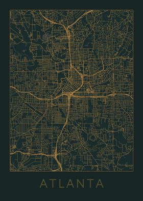 Atlanta Gray Orange Map