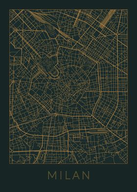Milan Gray Orange Map