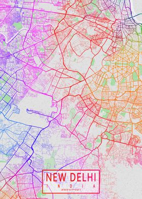 New Delhi Map Colorful