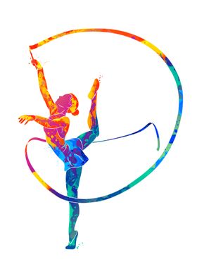 girl gymnast with ribbon