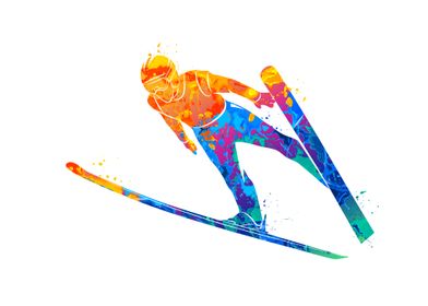 Abstract jumping skier