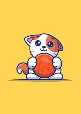 Cat playing ball