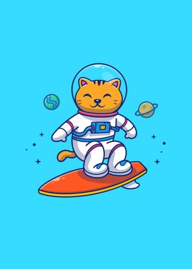 cat surfing on galaxy