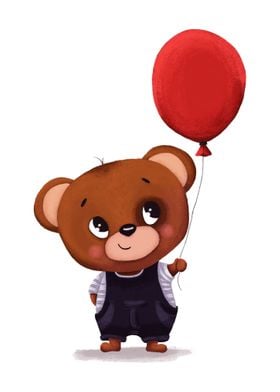 Cute bear with balloon