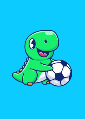 Cute dinosaur playing ball