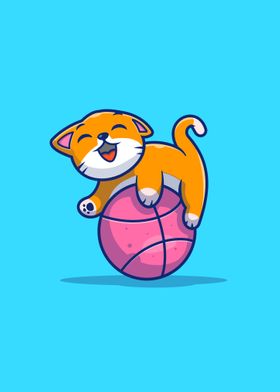 Cat playing ball