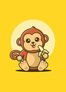 Monkey eating banana