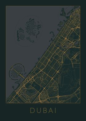 Dubai Gray Orange Map