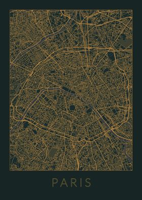 Paris Gray Orange Map