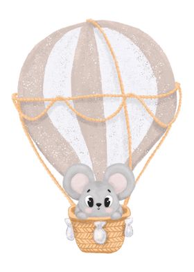 Cute mouse in a balloon