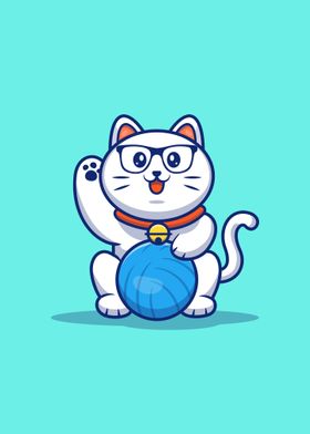 Cat playing ball