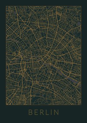 Berlin Gray Orange Map