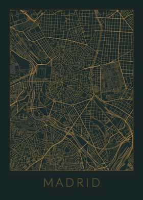 Madrid Gray Orange Map