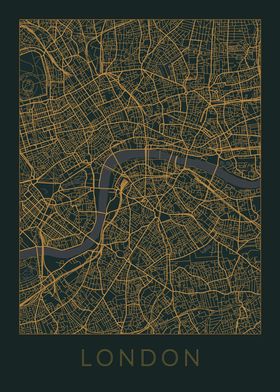 London Gray Orange Map