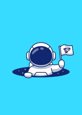 Cute astronaut holding