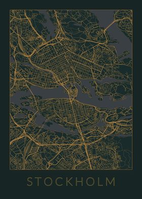 Stockholm Gray Orange Map