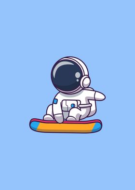 Astronaut surfing on moon