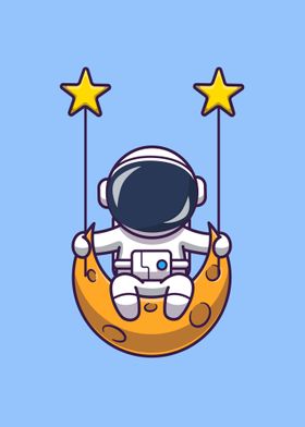 Astronaut swinging on moon