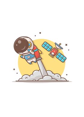 Cute astronaut flying