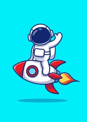 astronaut riding rocket