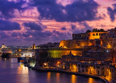 Valletta In Malta At Dusk