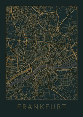 Frankfurt Gray Orange Map