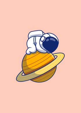 Cute astronaut sleeping