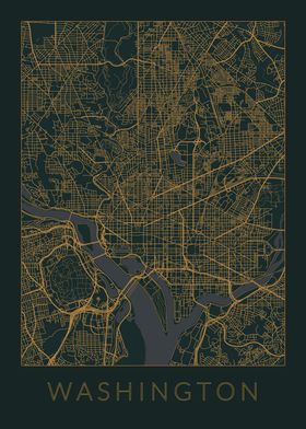 Washington Gray Orange Map