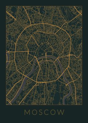 Moscow Gray Orange Map