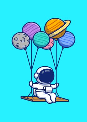 Cute astronaut swinging