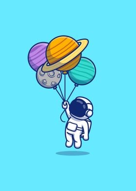 Cute astronaut floating