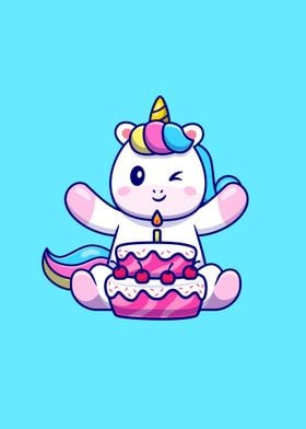 Cute unicorn with birthday