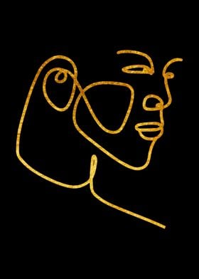 Woman face Gold line 5