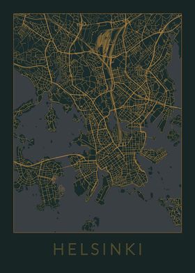 Helsinki Gray Orange Map